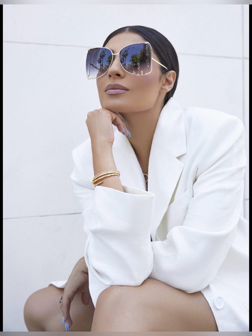 Gold Frame Gradient Lens Sunglasses - Gold